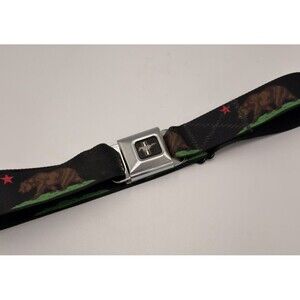 Buckle Down Ford Mustang Adjustable Seatbelt Belt California Bear Print 27"- 45"